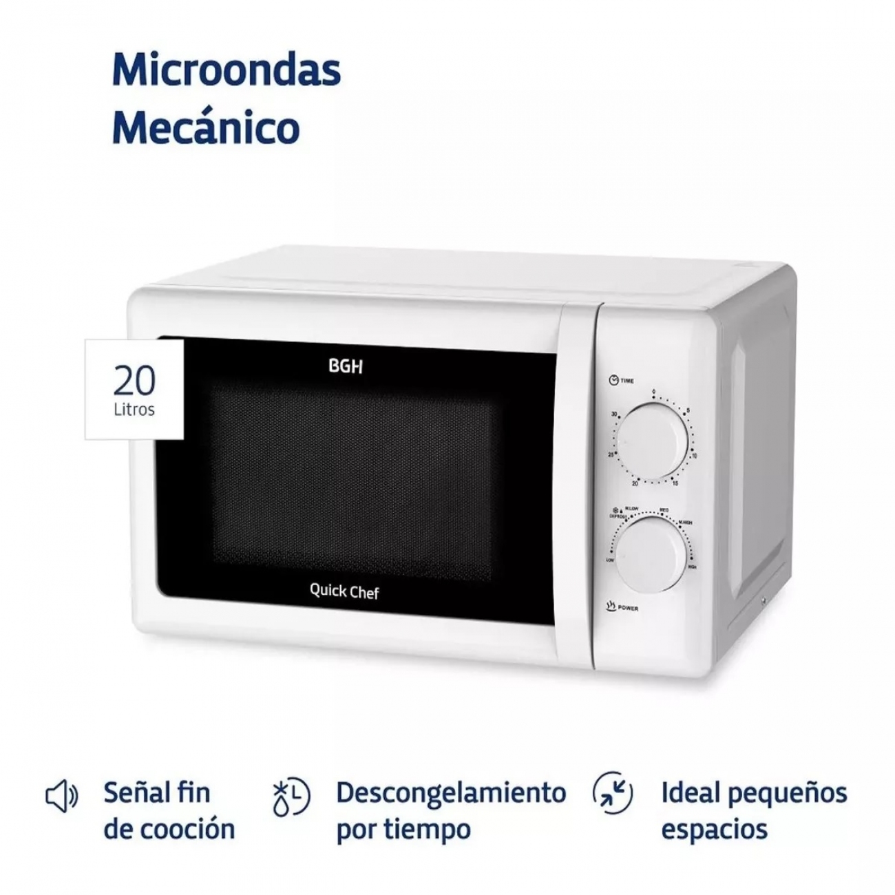 Imagen Microondas Bgh 20l Mecanico Blanco